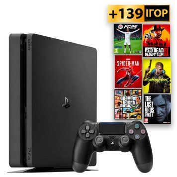 PlayStation 4 slim Б/У +139 Ігор +6 міс Гарантії (Fifa 24, Cyberpunk, UFC та інші) 227722 фото
