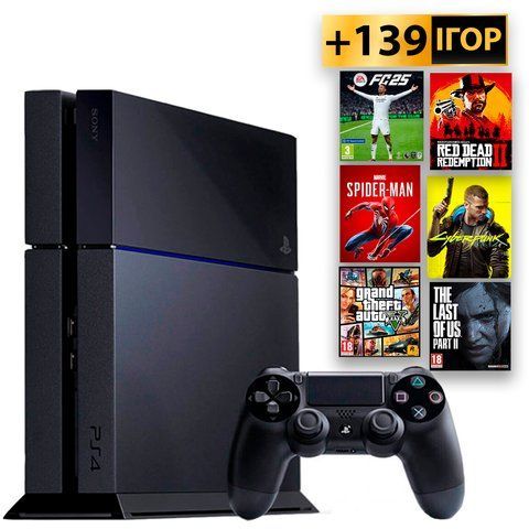PlayStation 4 Fat +139 Ігор Б/У  +6 міс Гарантії (Fifa 24, Cyberpunk, UFC та інші) 112777 фото
