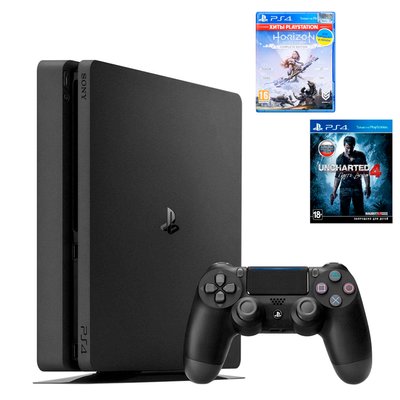 Sony PlayStation 4 Slim Б/У +ГАРАНТІЯ + Horizon + Uncharted 4 2277223 фото